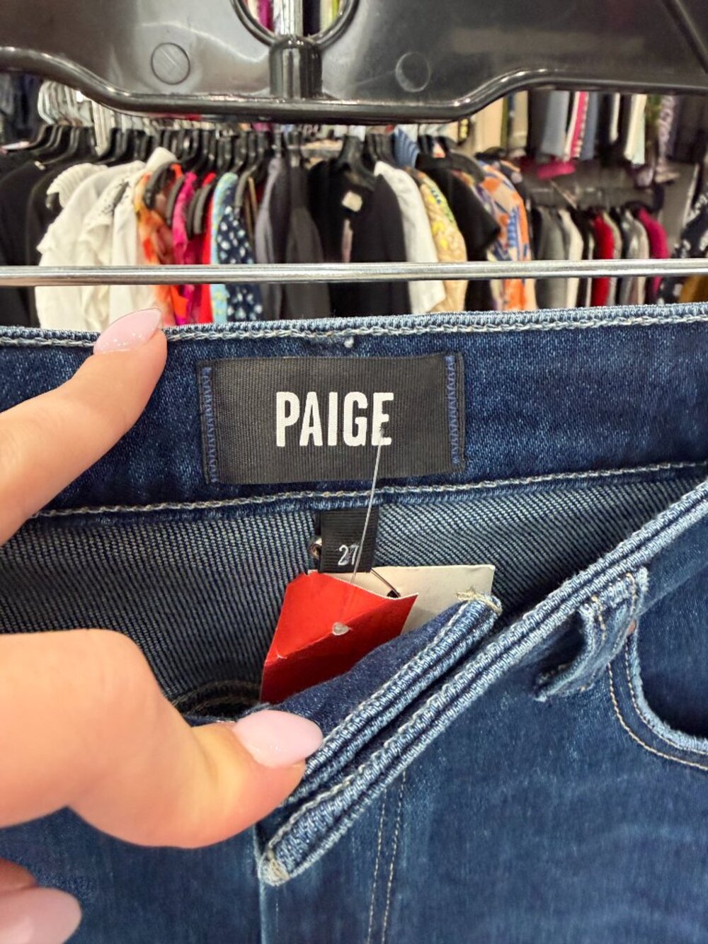 $249 NWT Paige Blue Marciella Marlow Skimmer Flare Denim Jean Pants 27/28.5" - Picture 7 of 9